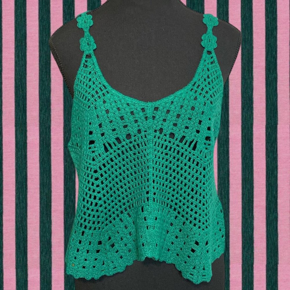 Rebellion Against green crochet top size medium